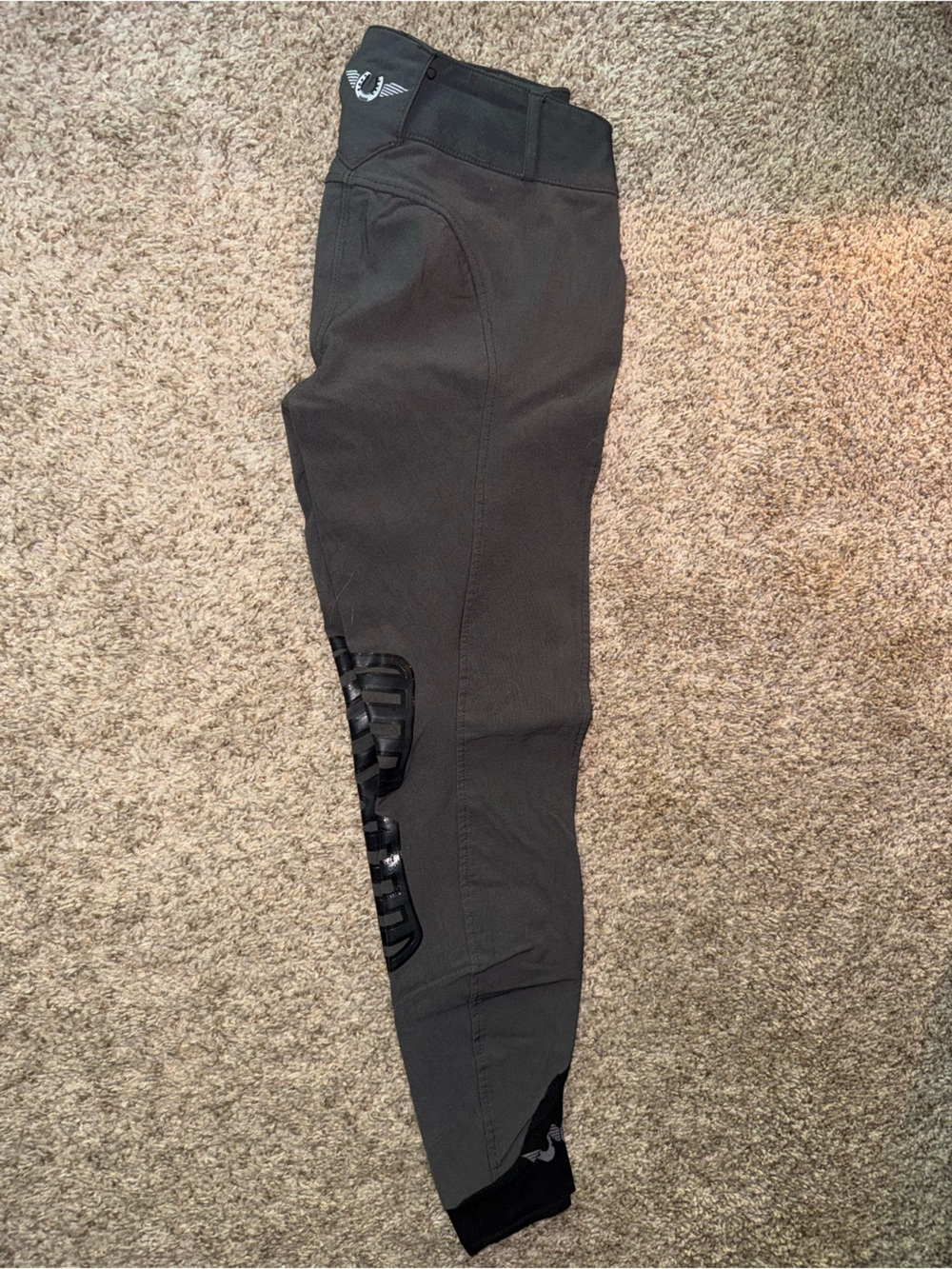 Tuffrider Gray Silicone Knee Patch Breeches 26R